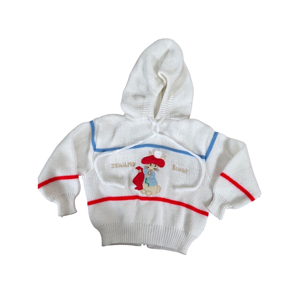 Vintage Beatrix Potter by Quiltex embroidered hooded‎ sweater Benjamin Bunny